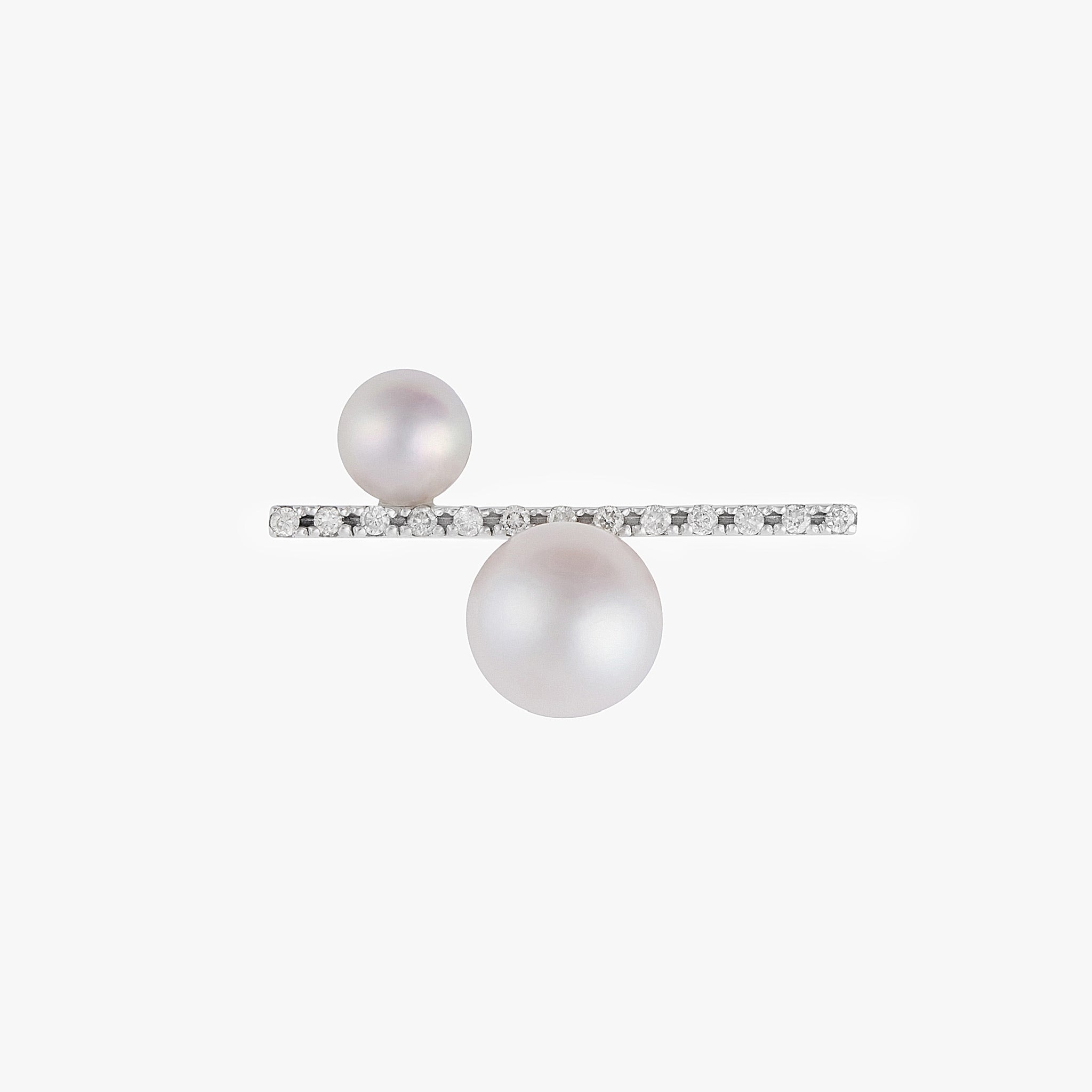 Akoya Diamond Bar Ring