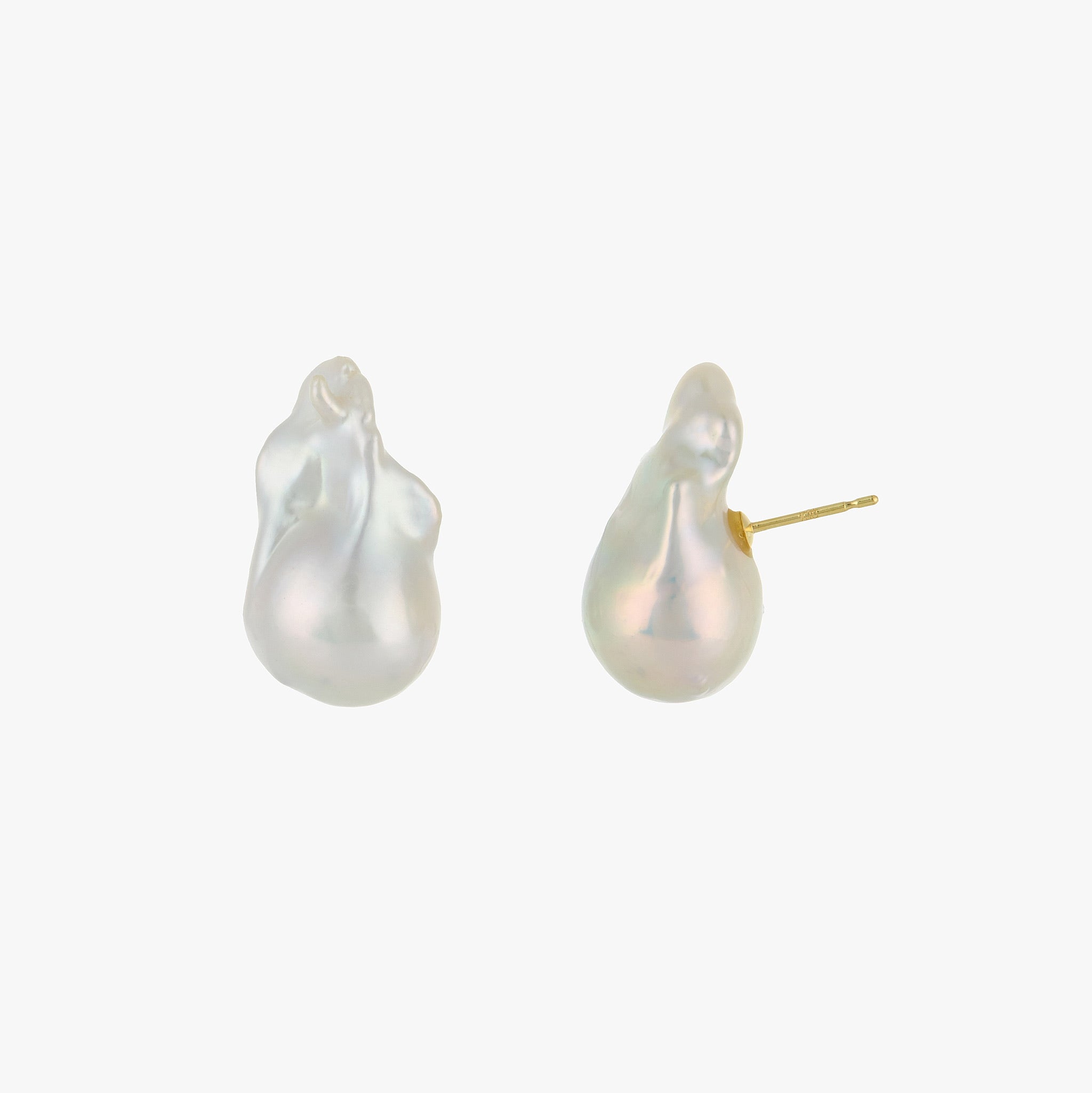 Showcase of Baroque Pearl Stud Earrings on white background